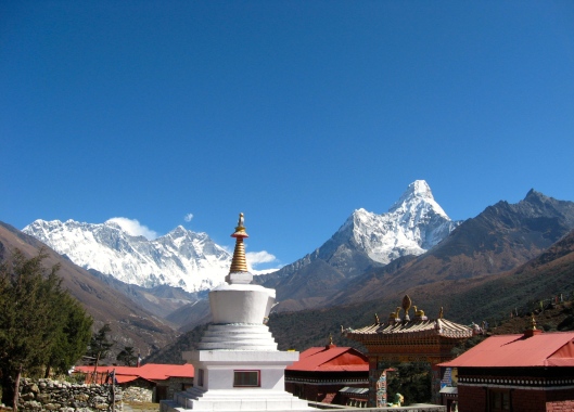 View from Tengboche Monastery - Lhotse, Mount Everest, and Ama Dablam